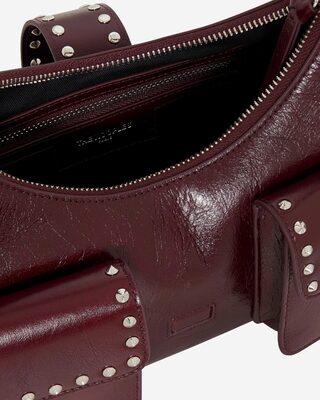 Sac Amelia en cuir craquel&eacute; bordeaux