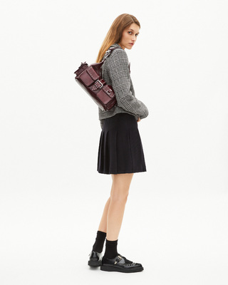 Sac Amelia en cuir craquel&eacute; bordeaux