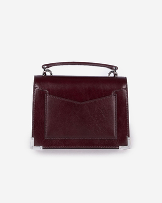 Sac Emily small en cuir craquel&eacute; bordeaux