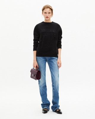 Sac Emily small en cuir craquel&eacute; bordeaux