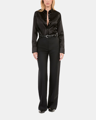 Black western-style satin shirt