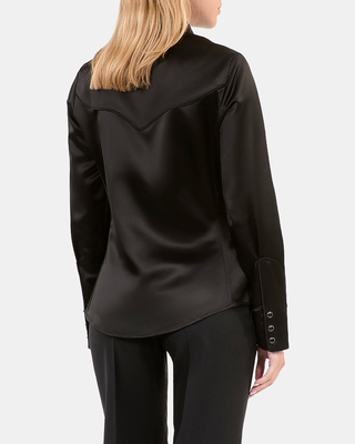 Black western-style satin shirt