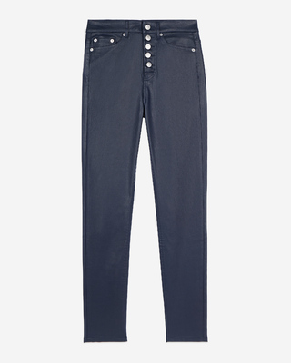 Navy blue leather-effect skinny jeans 