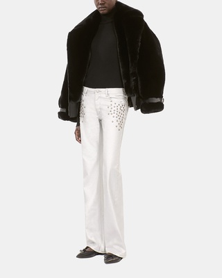 Silver straight studded jeans