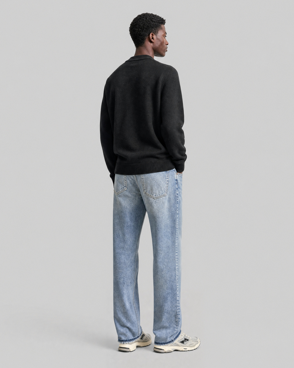 Black wool crewneck sweater