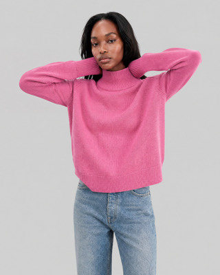 Pink Merino Wool High-Neck Sweater