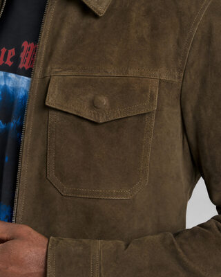 Khaki Nubuck Leather Jacket