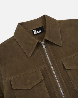 Khaki Nubuck Leather Jacket