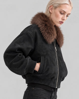 Black Jacket with Faux Fur Collar
