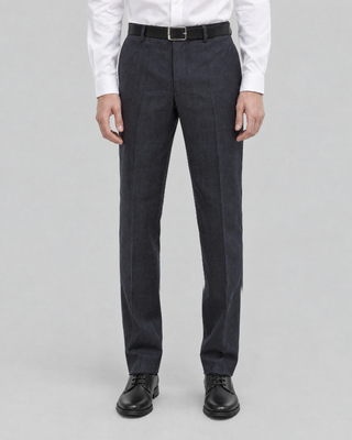 Slim-fit tartan suit pants in navy wool