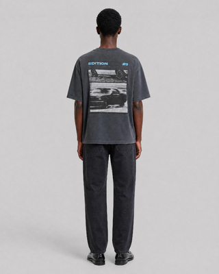 Black T-shirt with car screen print
