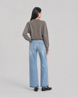 Brown merino wool and cashmere sweater