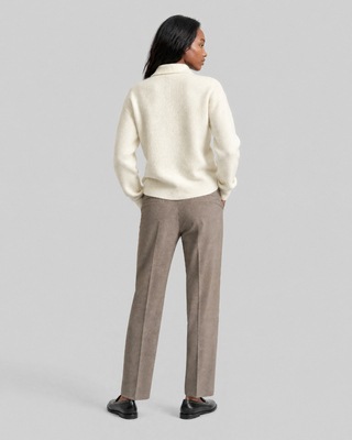 Ecru-colored mohair and wool blend polo-neck sweater