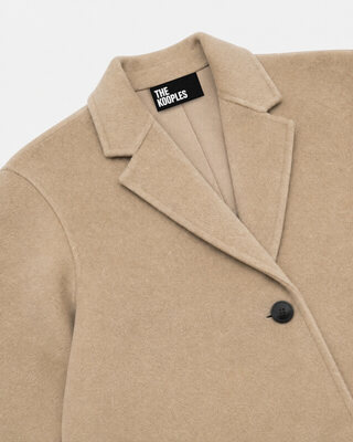 Beige reversible wool-blend coat