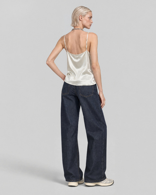 Ecru Satin Spaghetti-Strap Top