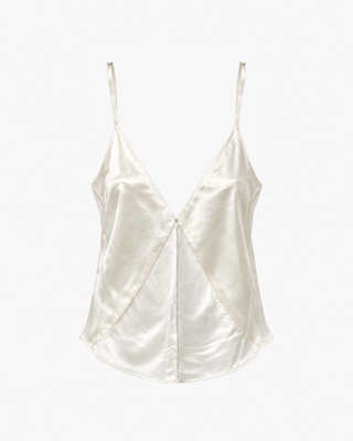 Ecru Satin Spaghetti-Strap Top