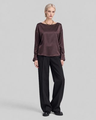 Brown satin top