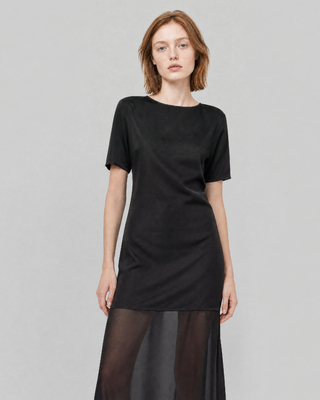 Black long satin dress