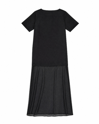 Black long satin dress