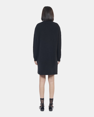 Short black cashmere sweater dress