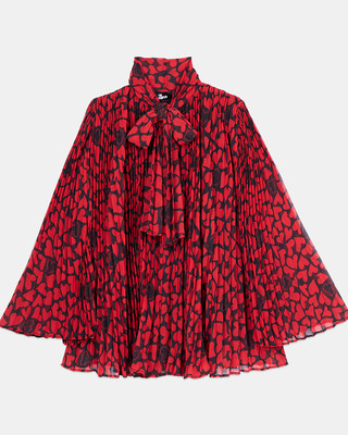 Heart print pleated top