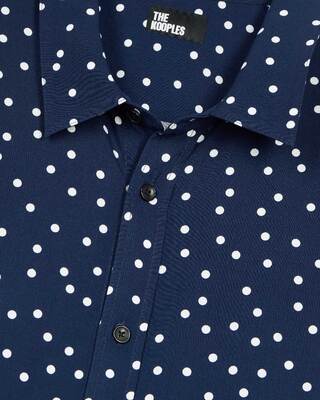 Blue and white polka dot print shirt