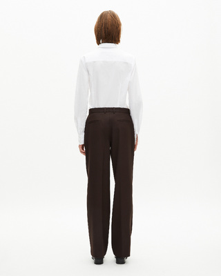 Brown wool blend wide-leg tailored pants