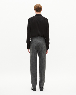 Black and grey houndstooth straight-leg suit pants