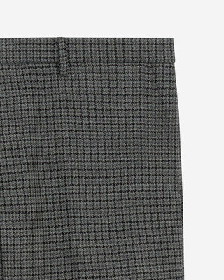 Black and grey houndstooth straight-leg suit pants