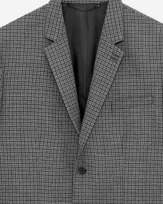 Black and grey houndstooth suit jacket