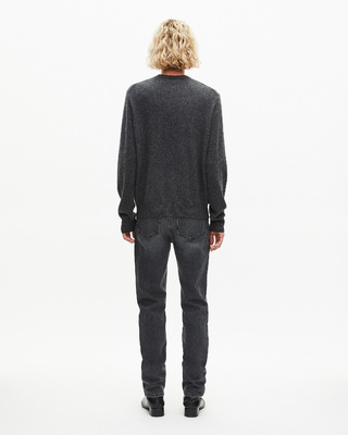 Grey cashmere round-neck sweater