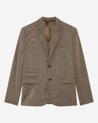 Brown pinstripe suit jacket
