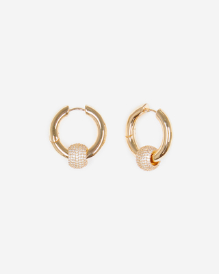 Gold-plated hoop earrings with rhinestones