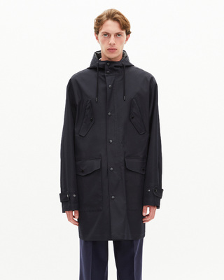 Water-repellent parka with navy hood