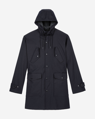 Water-repellent parka with navy hood