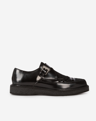 Black leather and foal-effect Derbies