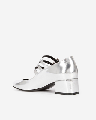 Babies with silver leather heels