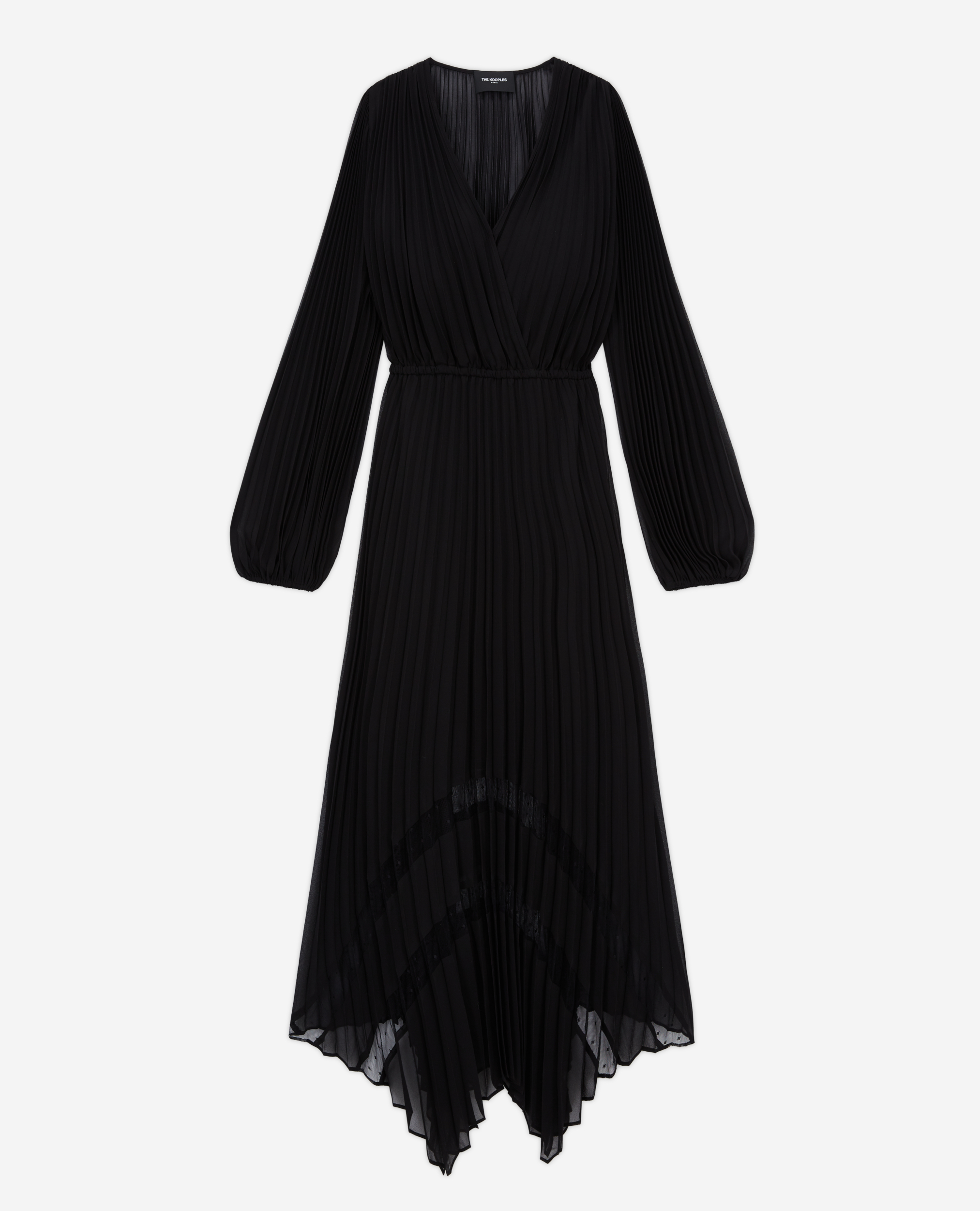 The Kooples Glam Pleated Belted Maxi Dress In Black