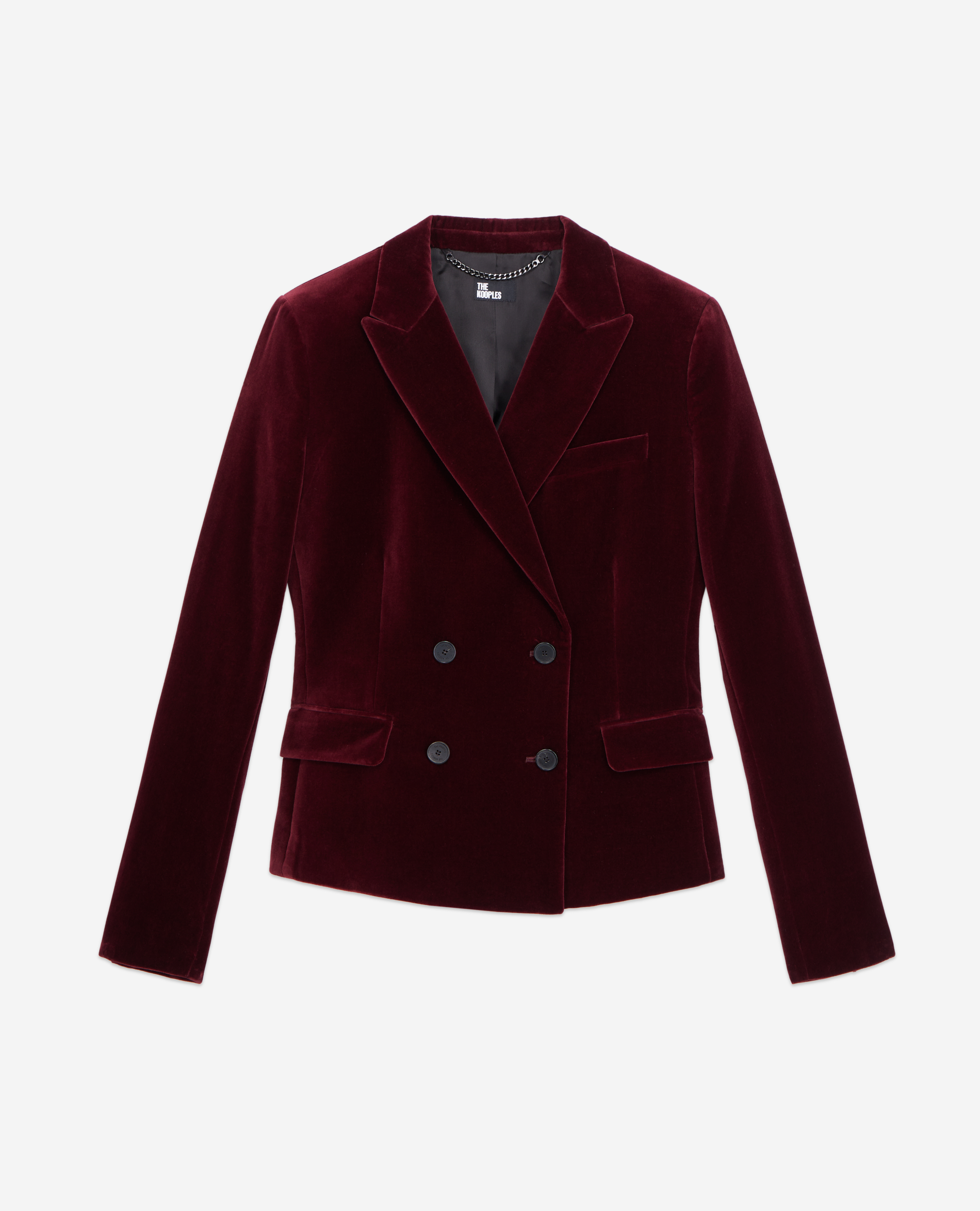 THE KOOPLES SHORT BURGUNDY VELVET SUIT JACKET