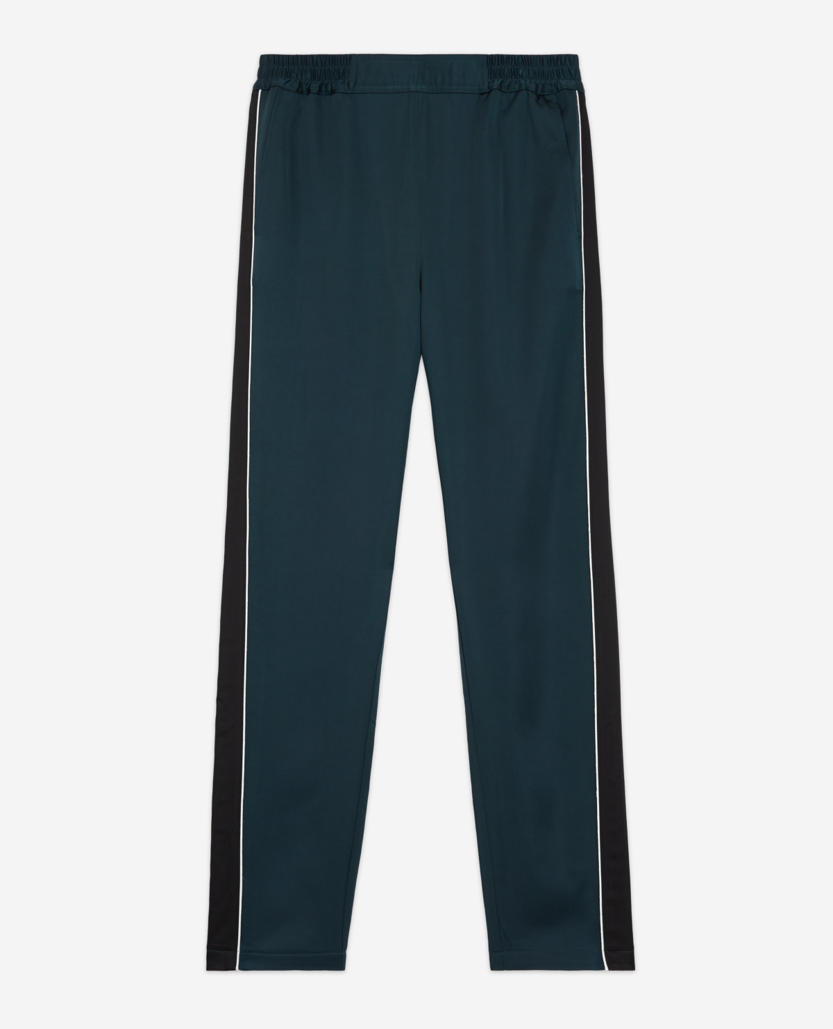 The Kooples Two Tone Satin Jogger Pants In Green