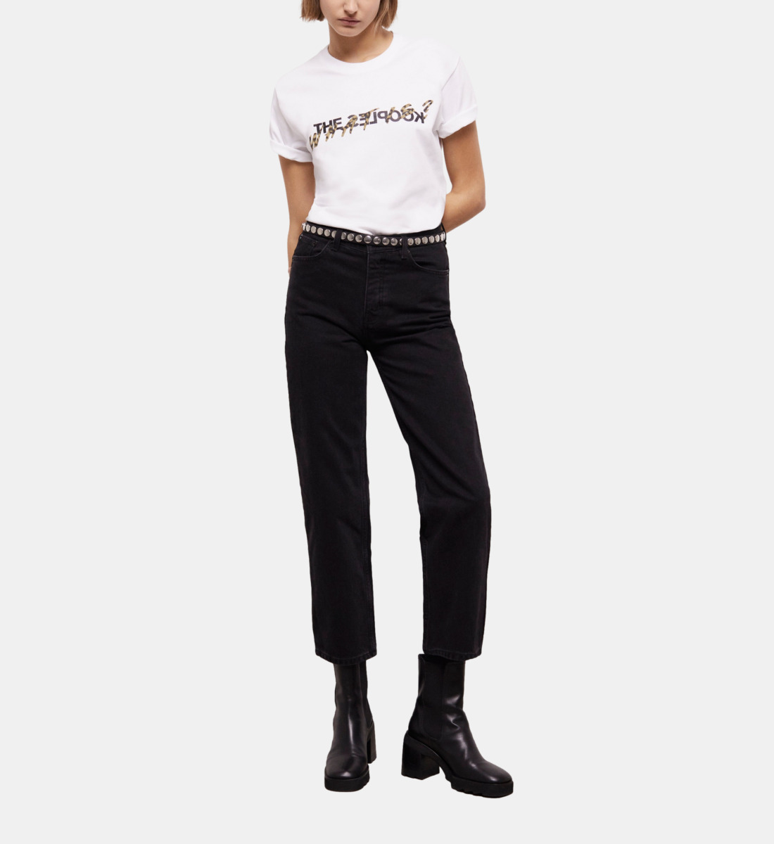 The Kooples High Rise Straight Leg Ankle Jeans In Black