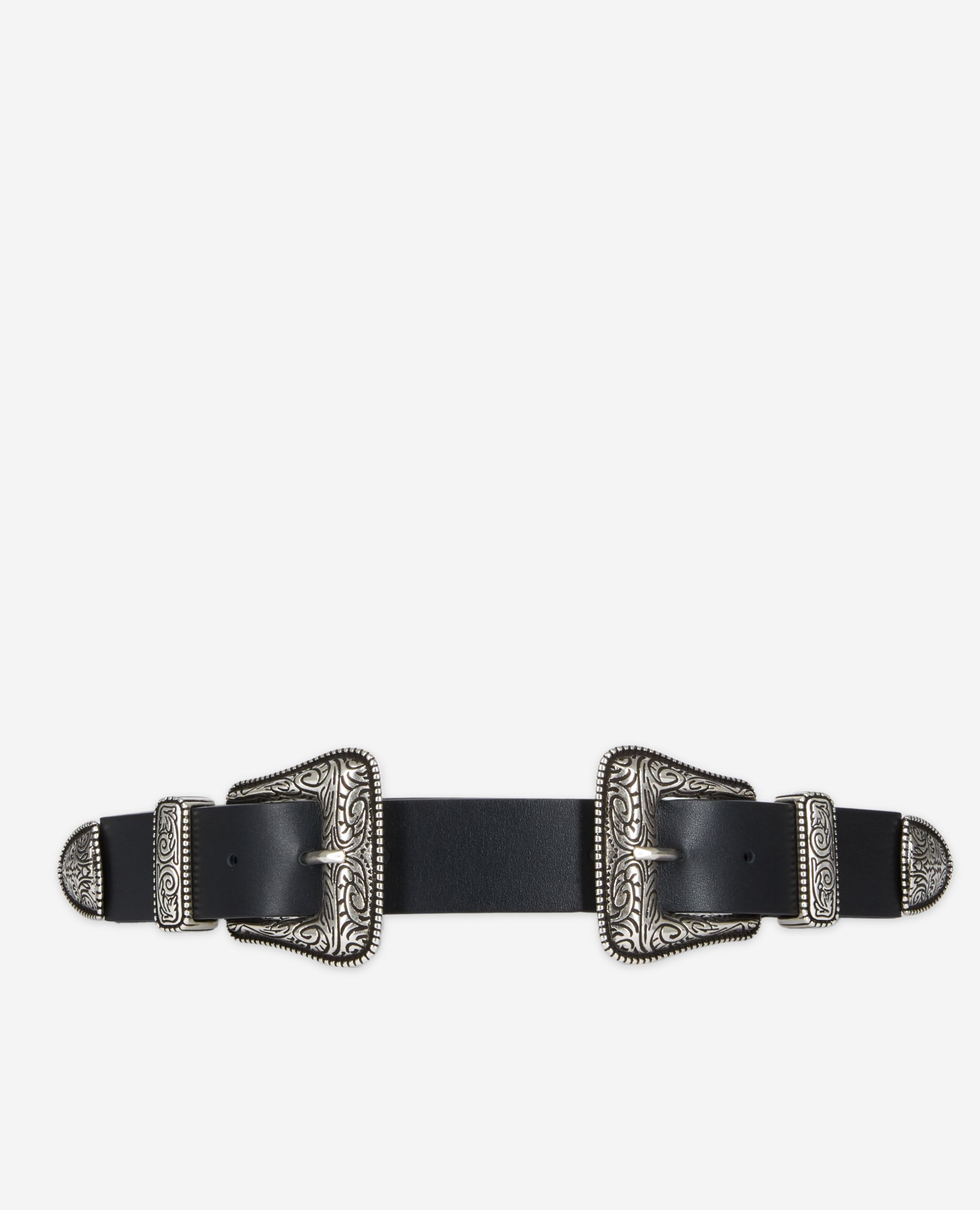 The Kooples Womens Bla01 Double-buckle Leather Belt In Black