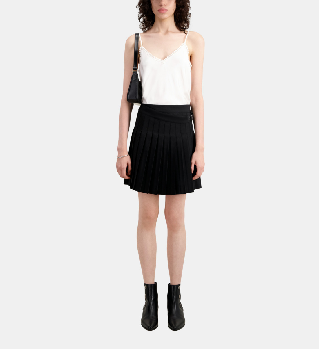 The Kooples Short Black Pleated Skirt In Black
