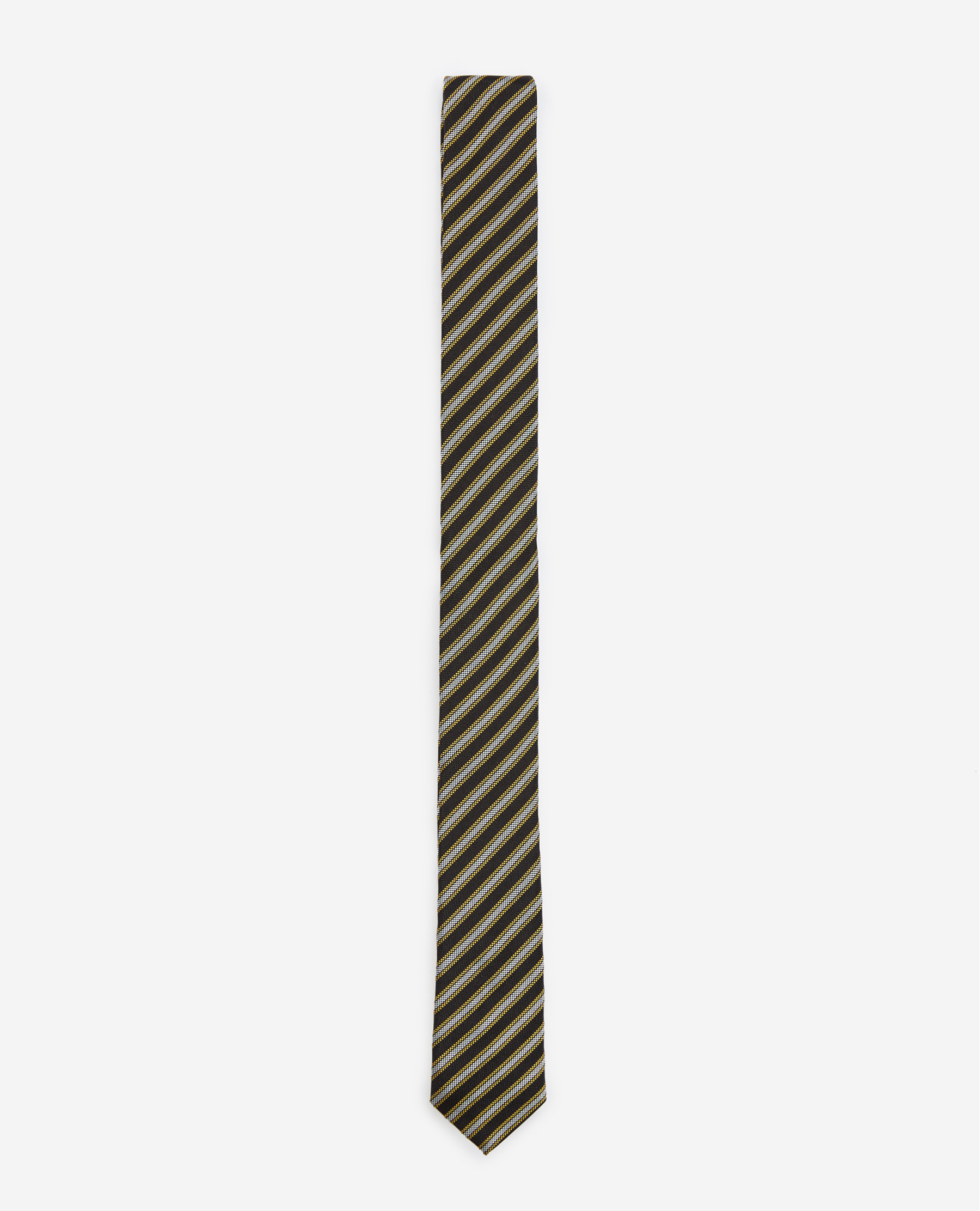 cravate soie noire à rayures dorées
