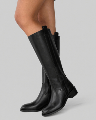 Black leather boots