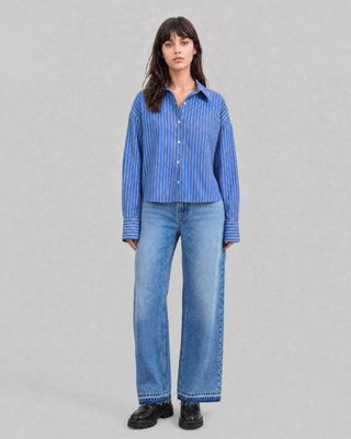 Navy-striped cotton shirt