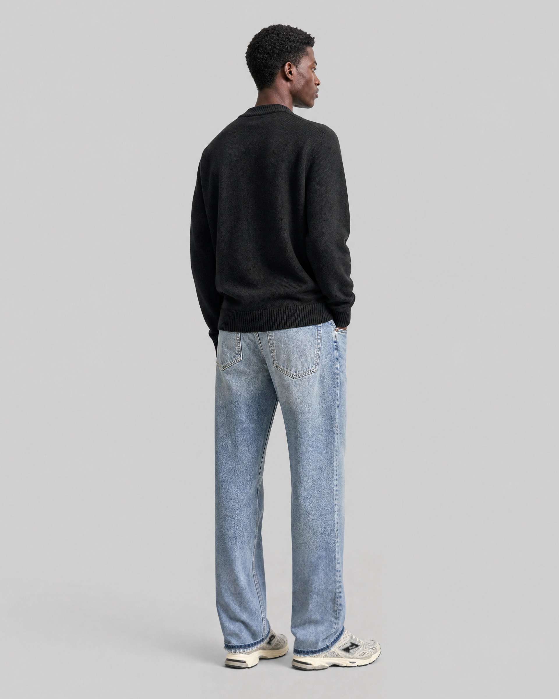 Black wool crewneck sweater