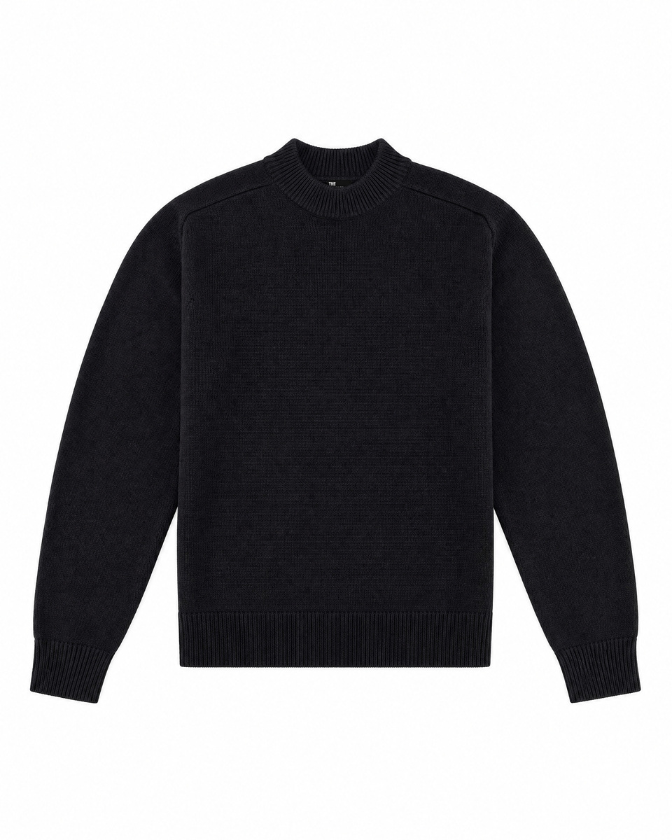 Black wool crewneck sweater
