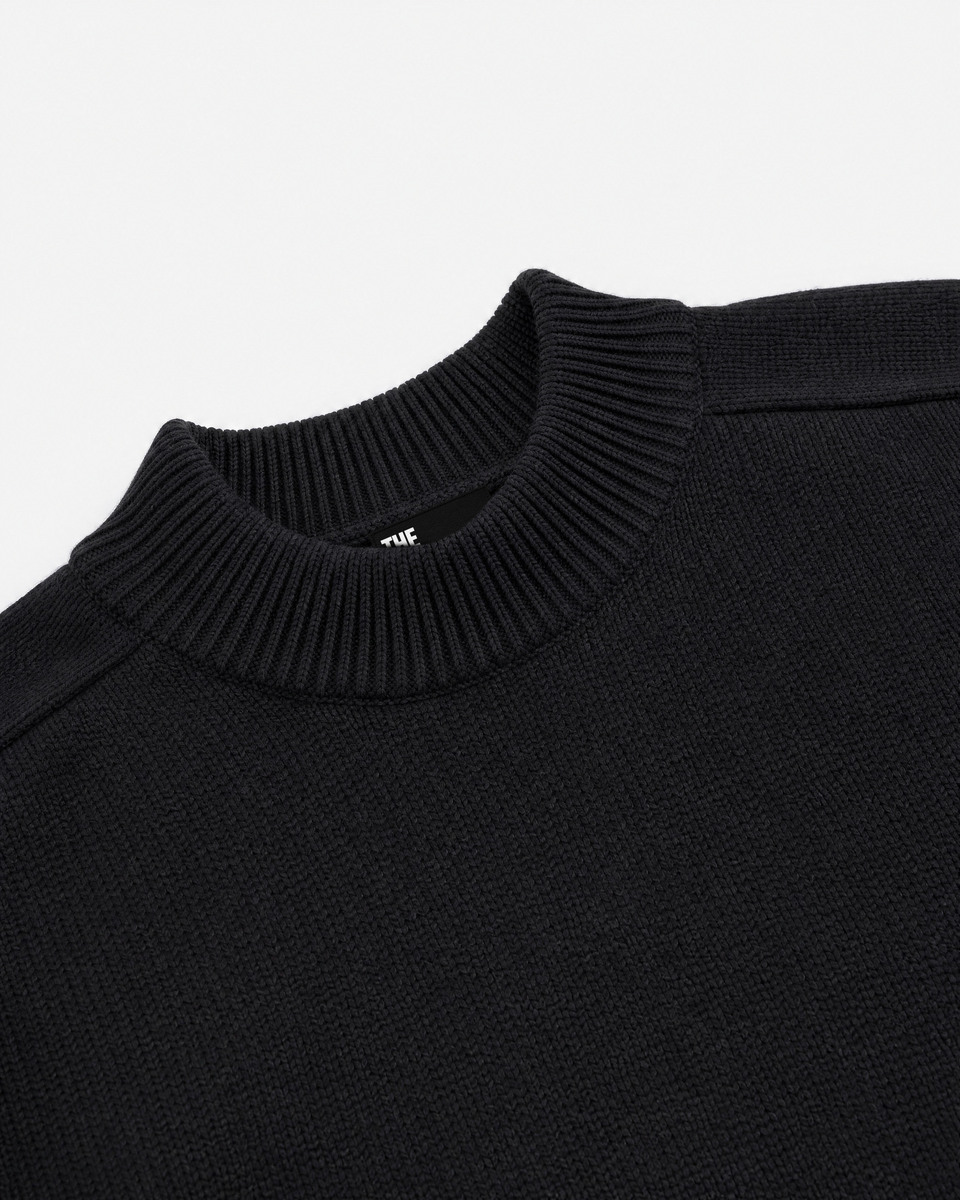 Black wool crewneck sweater