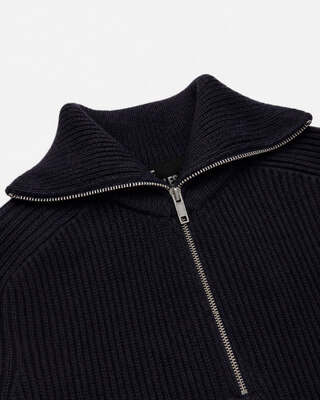 Navy Wool Trucker-Style Sweater